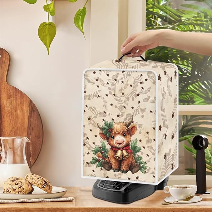 Christmas Coffee Maker Cover, Dustproof Washable Highland Cow Coffee Machine - Image 4