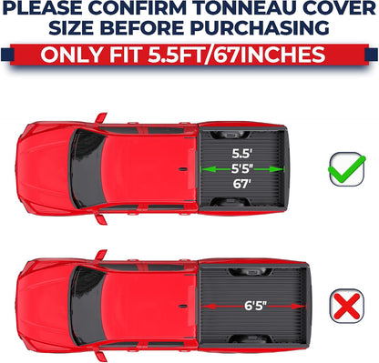 mostplus 5.5ft quad fold hard truck bed tonneau shown in use