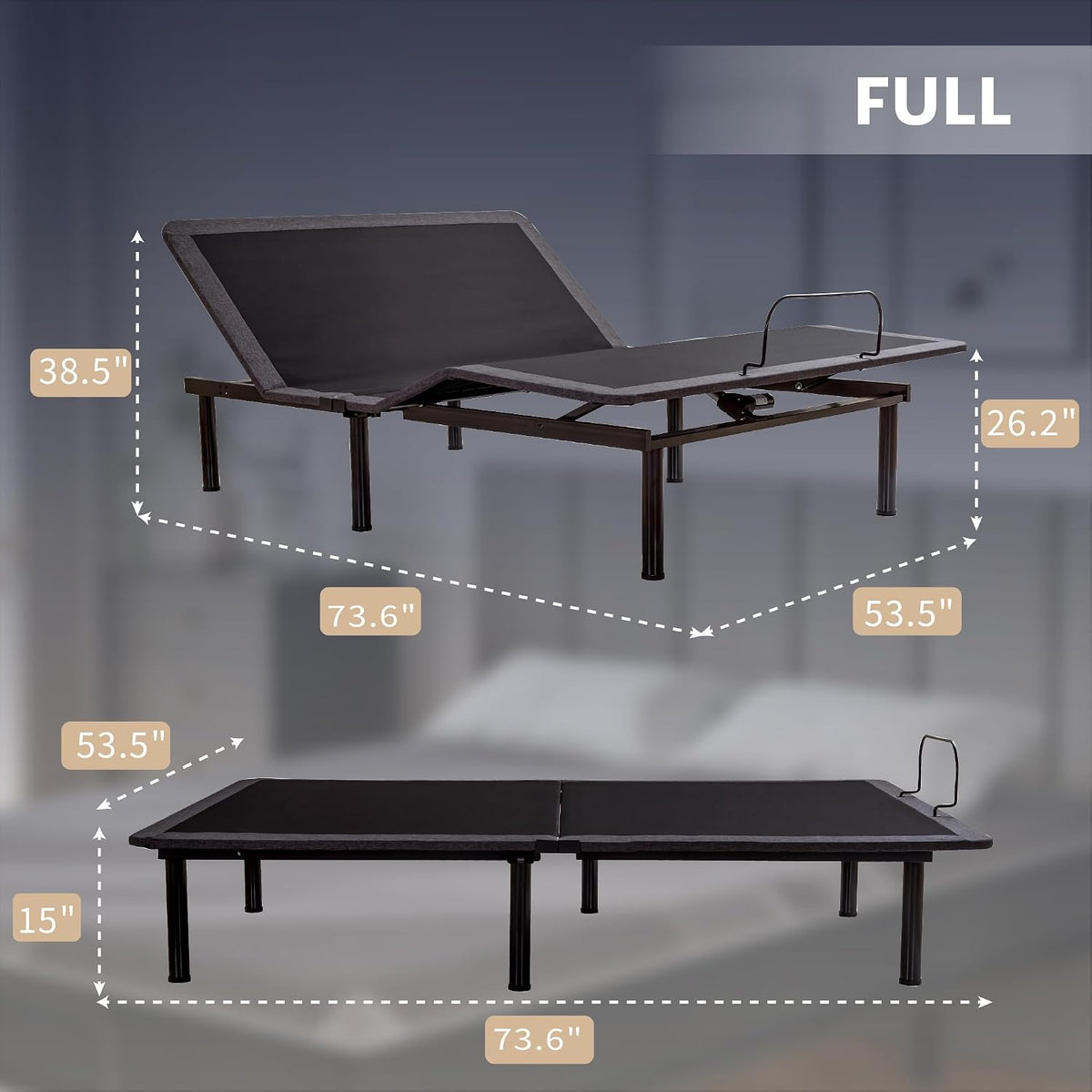 dyonery full size adjustable bed frame + 12 shown in use