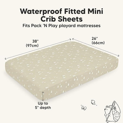 2-Pack Waterproof Pack and Play Sheets, Mini Crib Sheets Fitted - Image 3