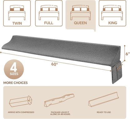 euhams queen bed wedge pillow for headboard, mattress, side view