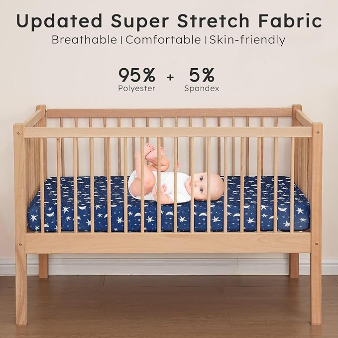 Baby Crib Sheets for Boys Girls Neutral, 2 Pack Crib Mattress Sheet for - Image 5