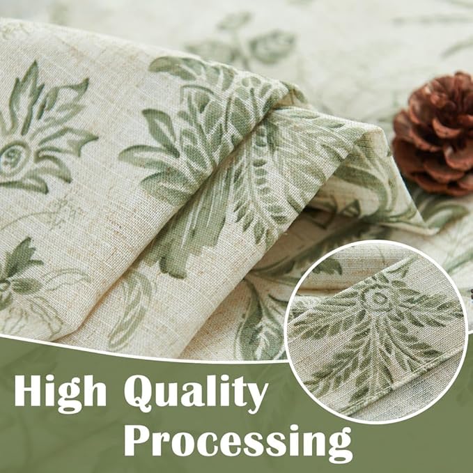 jinchan Floral Linen Tier Curtains 24 Inch Farmhouse Cafe Curtains Rod Pocket - Image 8