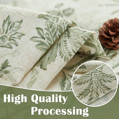 jinchan Floral Linen Tier Curtains 24 Inch Farmhouse Cafe Curtains Rod Pocket - Image 8