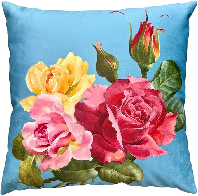 Elegant Decorative Floral Rose Throw Pillow Cover, Double by whooplaArt