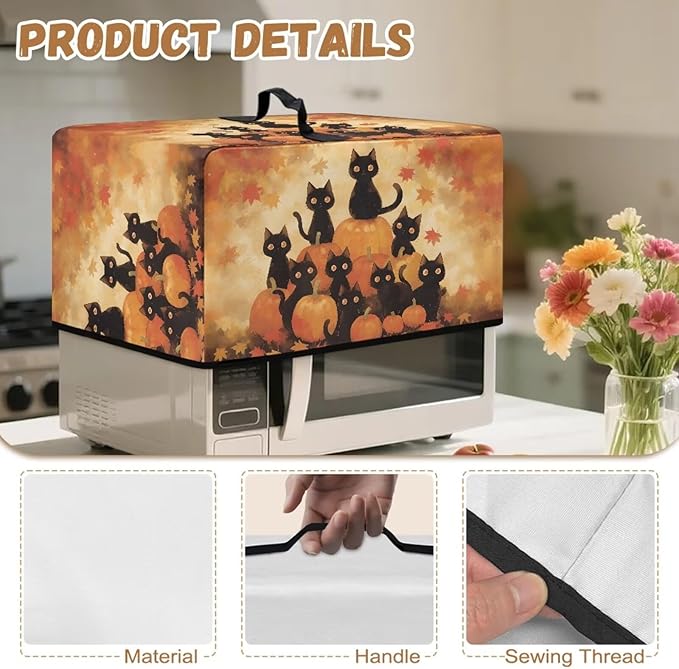 Microwave Oven Dust Cover, Thanksgiving Cat Heat-Resistant Waterproof Microwave - Image 6