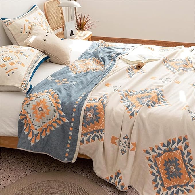 MSGKV Fall Blankets Cotton Throw Blanket 60''x 80'' Muslin Blanket - Image 2