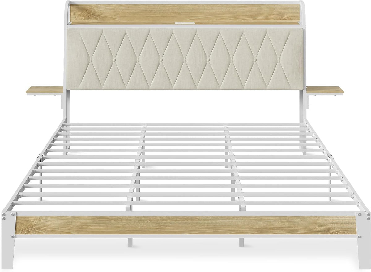 wlive king size bed frame with headboard, upholstered on a desk or shelf