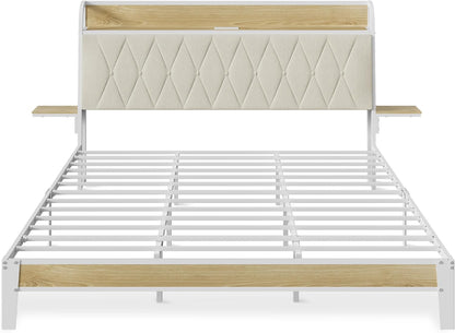 wlive king size bed frame with headboard, upholstered on a desk or shelf