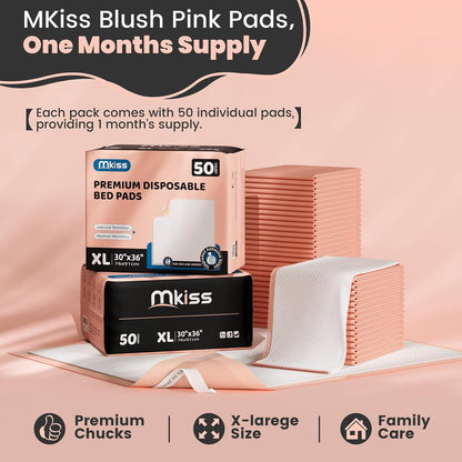 mkiss bed pads with adhesive strip 30"x36", thick, front angle view