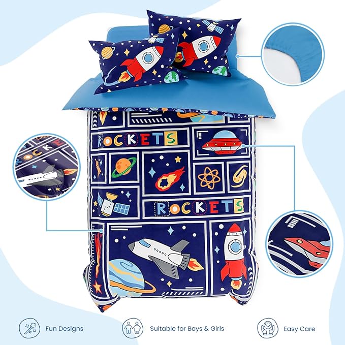 SANDJEST Space Bedding Twin for Boys, Ultra Soft Microfiber Comforter Bed Set - Image 2