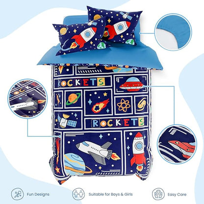 SANDJEST Space Bedding Twin for Boys, Ultra Soft Microfiber Comforter Bed Set - Image 2