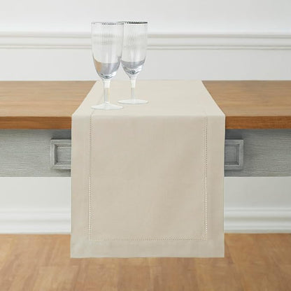 Solino Home Linen Hemstitch Table Runner 36 Inches by SolinoHome