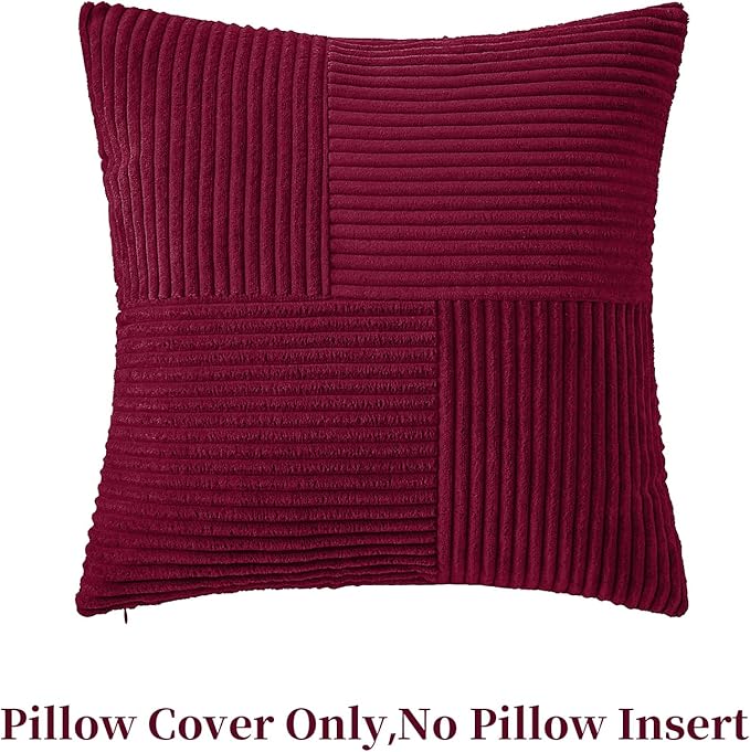 Burgundy Throw Pillow Covers 18x18 inch, Farmhouse Home Decor, Boho Decorative - Image 3