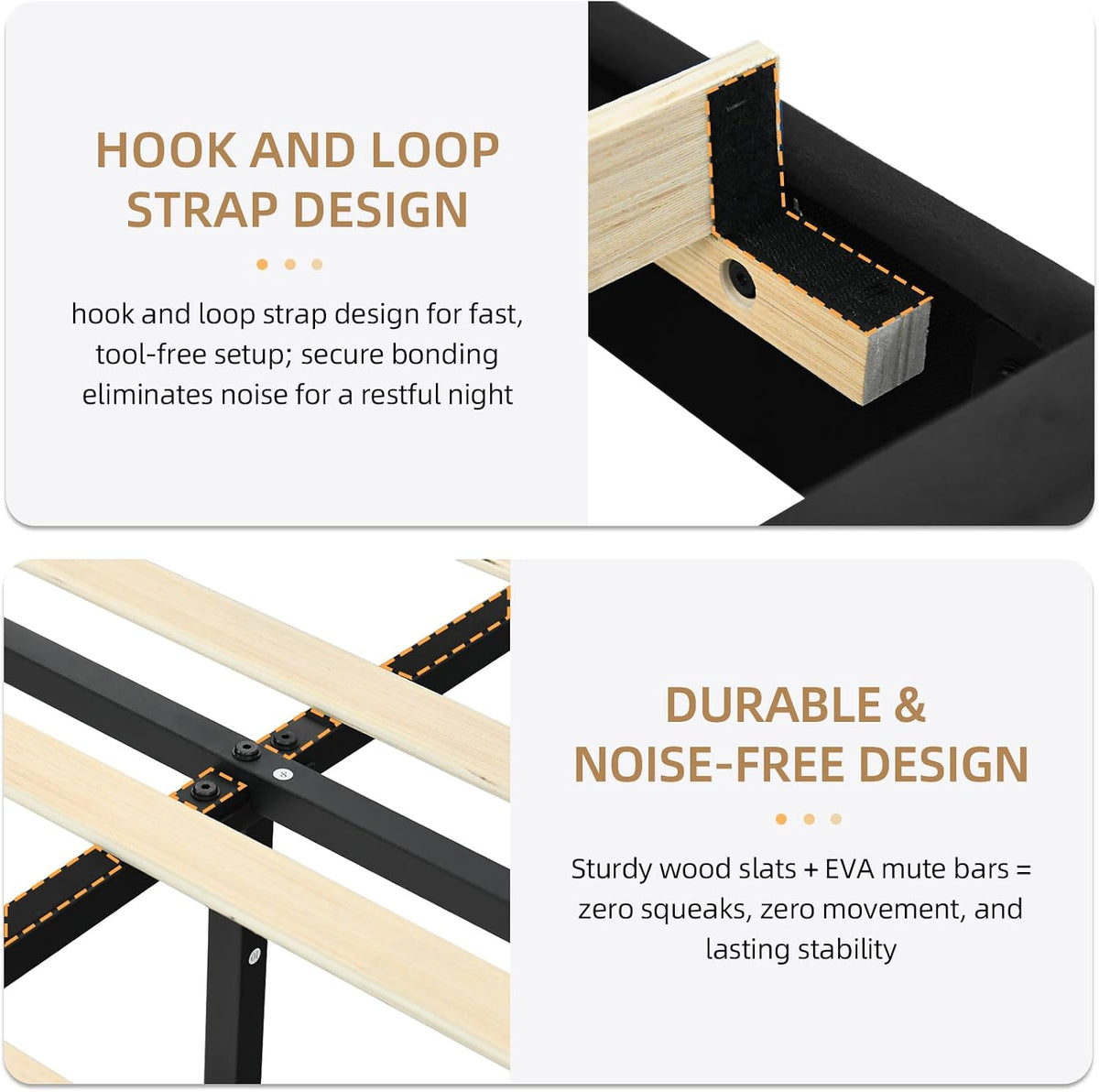 immerstable full bed frame with velvet upholstered headboard, package contents