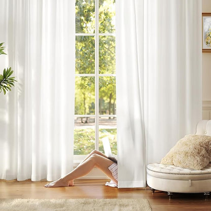 Anmao Non-See-Through Off White Privacy Semi Sheer Curtains by Anmao
