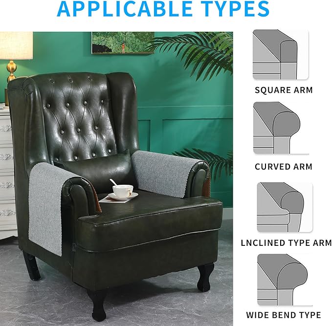 Sofa Arm Cover, Non Slip Couch Arm Cover Washable Recliner Chair Armrest Covers - Image 5