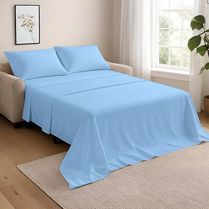 NON Sticky cotton Twin Size Sleeper Sofa Sheets, 4 Piece Egyptian Cotton Bed by Non-StickyCotton