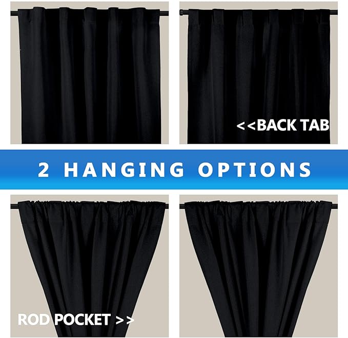 Linen 100% Blackout Curtains for Bedroom, Back Tab/Rod Pocket Curtain for - Image 4