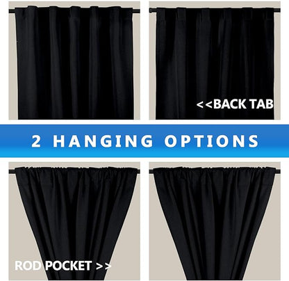 Linen 100% Blackout Curtains for Bedroom, Back Tab/Rod Pocket Room Darkening - Image 4