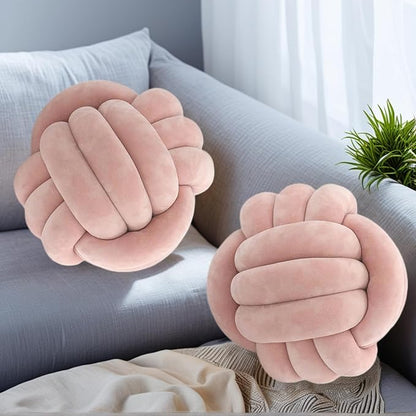 2 Pcs Knot Pillow Ball, Blush Knotted Pillow Plush Ball Pillows, 8.7" by Wadser