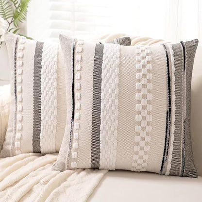 Boho Throw Pillow Covers 18x18 Set of 2 Farmhouse Decorative Cushion Case by Unknown