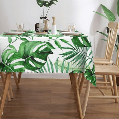 Tropical Palm Leaves Tablecloth Green Monstera Leaf Watercolor Herbs Table - Image 4