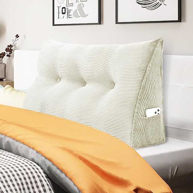 WOWMAX 100% Cotton Corduroy Headboard Pillow – Twin Size Back Support Reading by WOWMAX