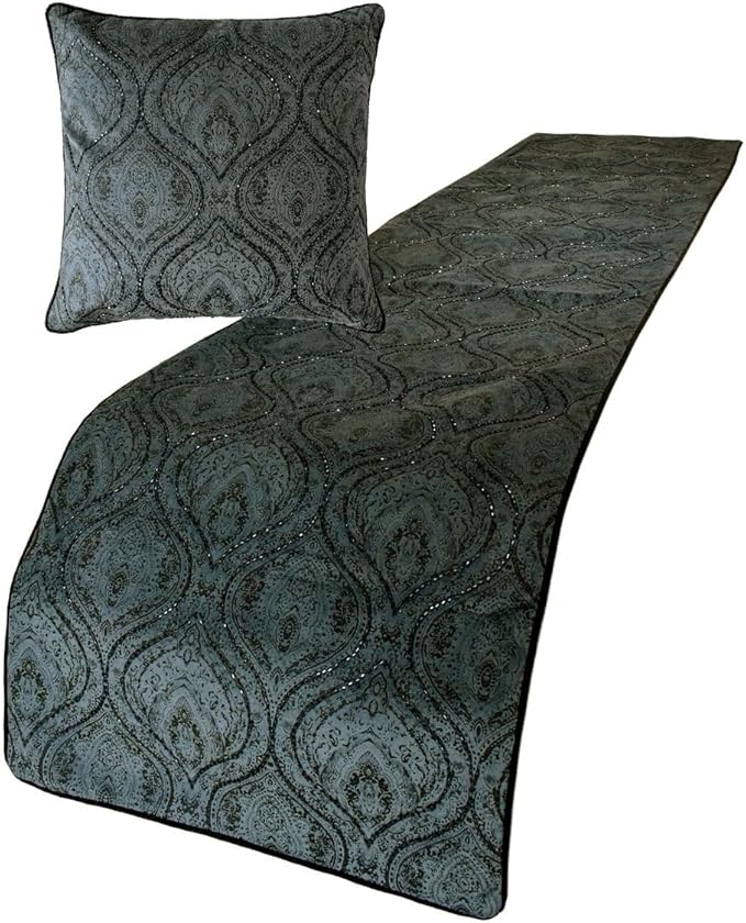 The HomeCentric King/Queen/Twin Gray Decorative Twin 53"x18" Bed Runner Without - Image 2