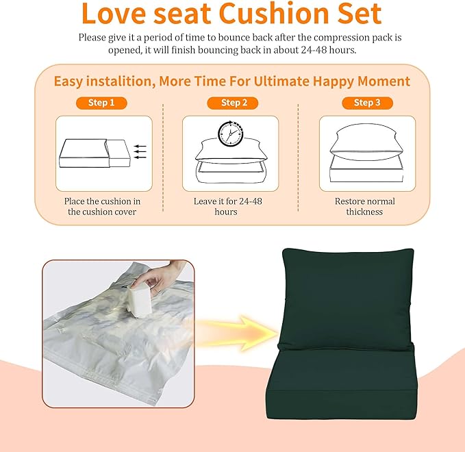 Deep Seat Outdoor Cushions Set of 4, UV&Fade Resistant Deep Seat Patio Cushions - Image 6