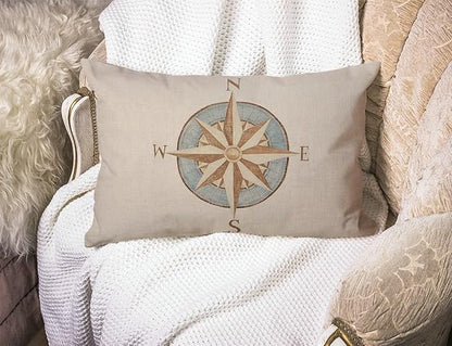 Solekla Nautical Compass Pillow Covers 12" x 20" Lumbar Pillow Covers Home - Image 3