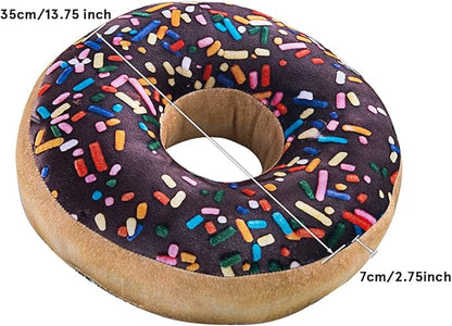 HYSEAS Round Throw Pillow 14 Inch Chocolate Donut, 3D Digital Print Decorative - Image 2