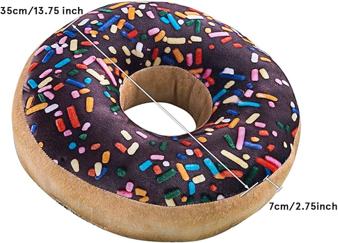 HYSEAS Round Throw Pillow 14 Inch Chocolate Donut, 3D Digital Print Decorative - Image 2