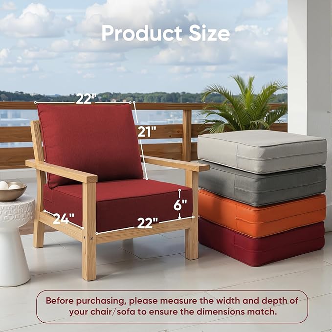 Outdoor Furniture Cushions, 6 inch Thick Seat Cushions - Image 2