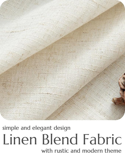 jinchan Natural Linen Kitchen Curtains 45 Inch Rustic Tier Curtains Farmhouse - Image 5