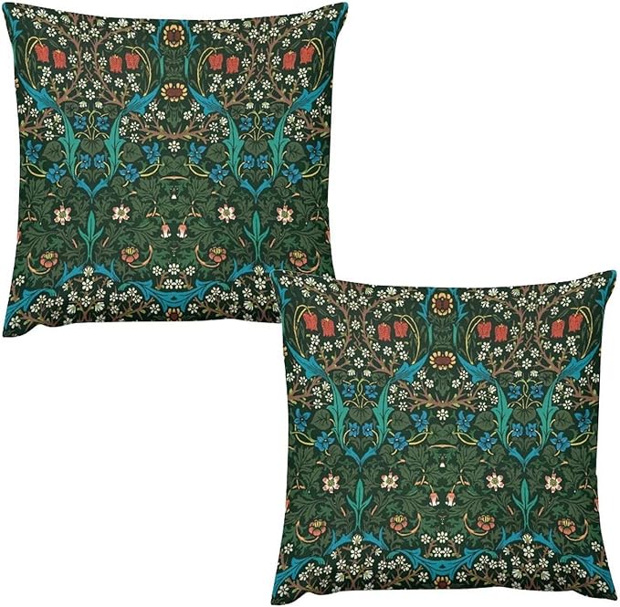 William Morris Floral Original Throw Pillow Covers Boho Chic Retro Floral Cozy by XBDDZSW