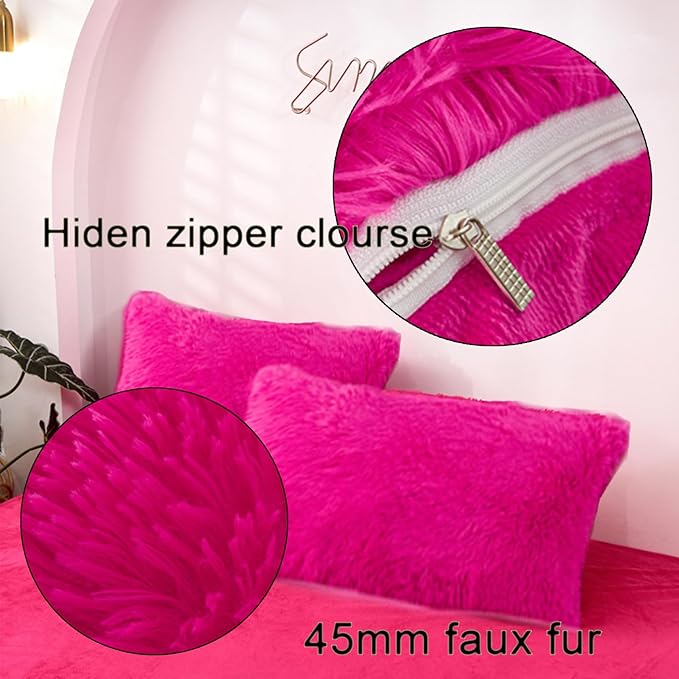 MorroMorn Decorative Pillows Covers, 2 Packs Faux Fur Pillow Cases, Luxury - Image 4