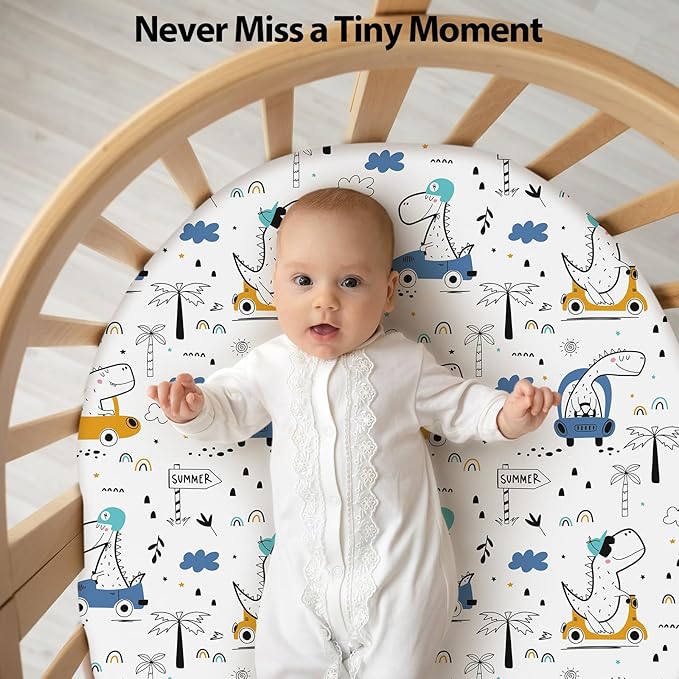 Baby Bassinet Sheets Girl Boy, Fitted Bassinet Sheet Set 3 Pack Bassinet - Image 6