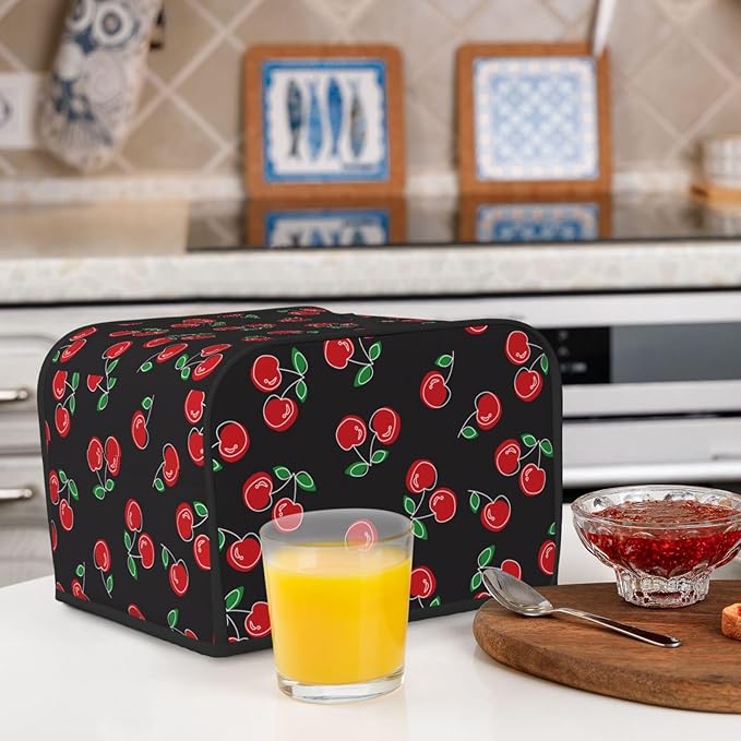 Red Black Cherry 4 Slice Toaster Cover, Waterproof Toaster Dust Cover Bread - Image 7