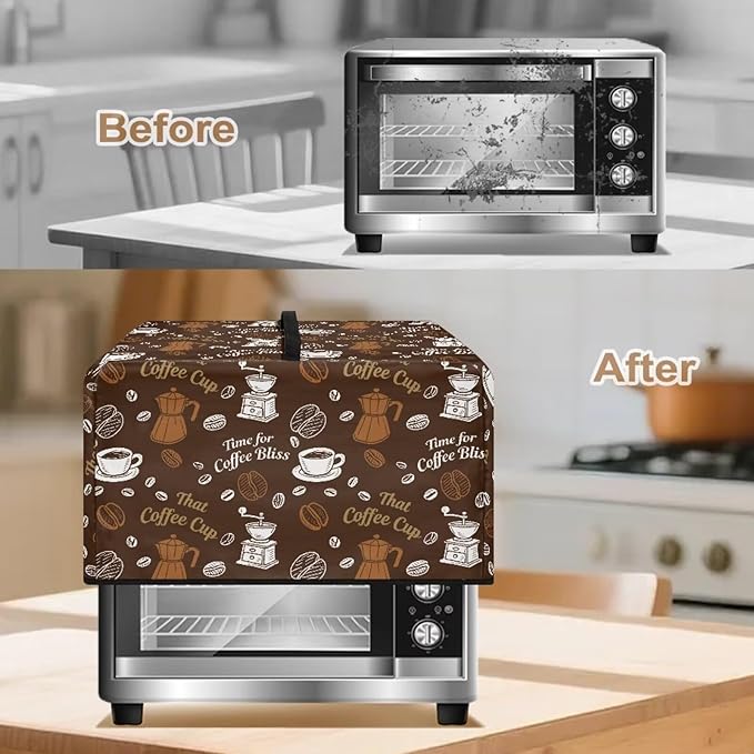 Microwave Oven Dust Cover, Coffee Heat-Resistant Waterproof Polyester Fabric - Image 4