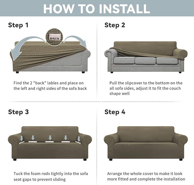 LURKA Stretch Oversized Sofa Slipcovers 1 Piece Couch Covers - Image 6