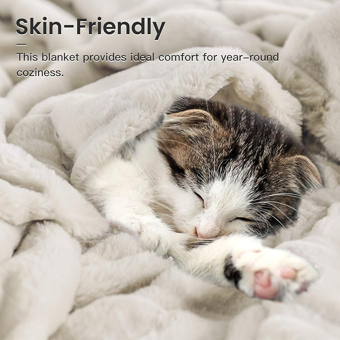NEXHOME PRO Faux Fur Throw Blanket, Cozy Fluffy Soft Blanket or Couch Sofa Bed - Image 3
