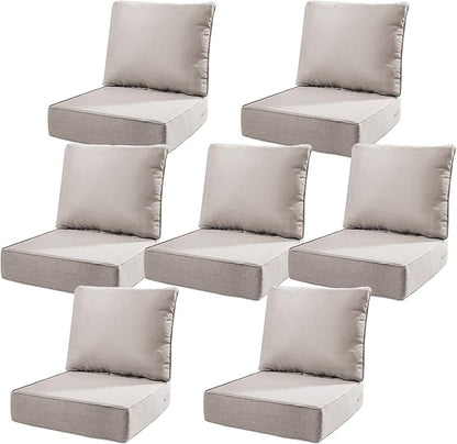 6" Thick Outdoor Cushions 22x24x6, 7-Set Deep Seat Patio Cushions by Pugire