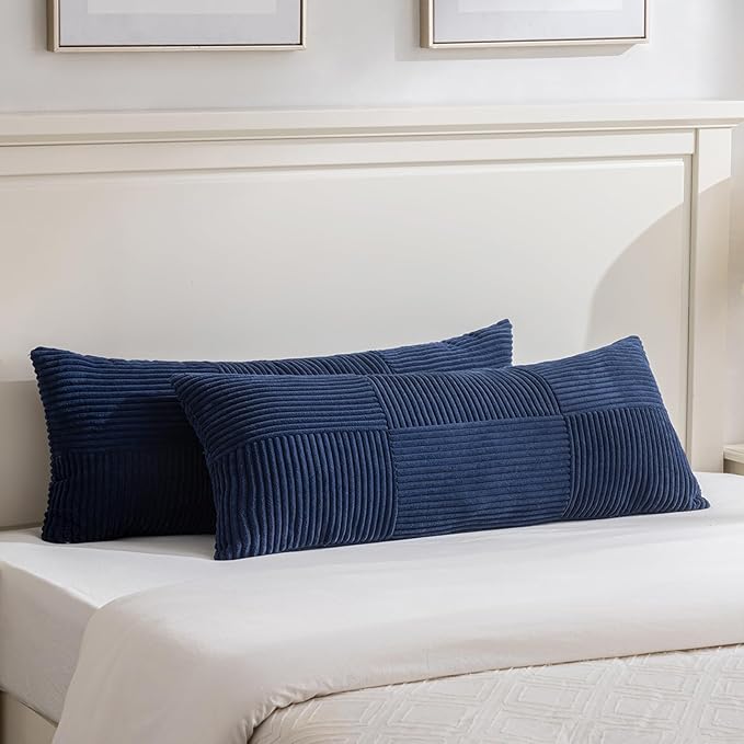 Fancy Homi Set of 2 Navy Blue Boho Long Lumbar Body Decorative Throw Pillow by Fancy+Homi