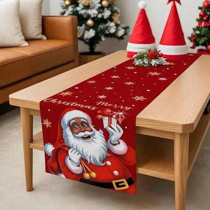 Black Santa Claus Table Runner, 18x72 Inch, Merry Christmas Table Runners Xmas - Image 8