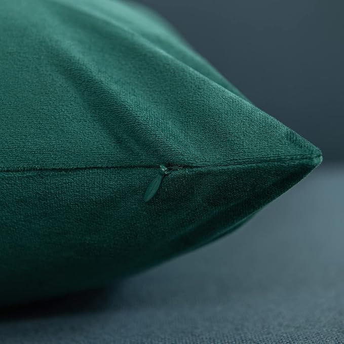 Decorative Pillow Covers 16x16 Green Christmas: 2 Pack Cozy Soft Velvet Square - Image 2