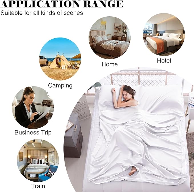 Sleeping Bag Liner, Travel Sheet & Adult Sleep Sack, Camping Sheets Travel - Image 5