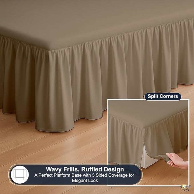 Cottington Lane Ruffled Bed Skirt Queen Size - Image 7