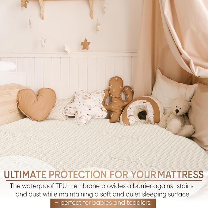 Crib Organic Cotton Percale Mattress Pad Protector – OCS Blended & Oeko-TEX - Image 4