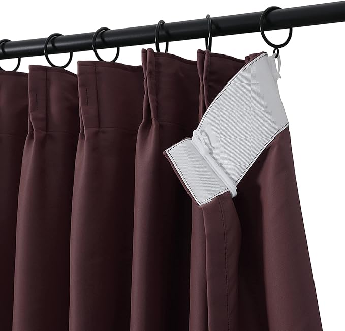 TWOPAGES Burgundy Pinch Pleated Room Darkening Curtain 102 Inches Long - Image 2